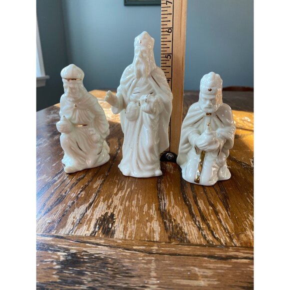 Vintage Centurion Bisque Porcelain Three Wisemen Figurine Set - White Gold Detai - Picture 2 of 4